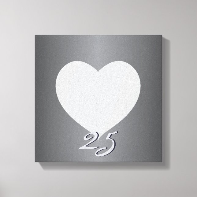 Silver Anniversary Schlicht Heart Frame 1 Foto Can Leinwanddruck (Vorderseite)