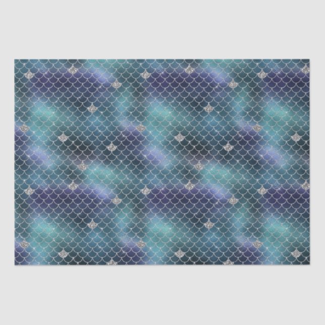 Silver Aqua Blue Mermaid Seidenpapier (Vorderseite)
