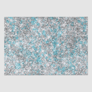 Silver Aqua Glam Glitzer Seidenpapier