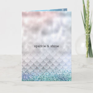 Silver Aqua Pink Lila Glitzer Sparkle Meerjungfrau Karte
