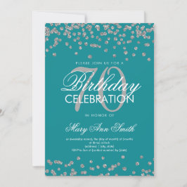 Silver Aquamarin 70. Geburtstagsparty Glitzer Conf Einladung