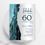 Silver Aquamarin Agate Überraschung 60. Geburtstag Einladung<br><div class="desc">Aquamarine und silberne Überraschung 60. Geburtstagsfeier Einladung. Elegantes modernes Design mit Aquarellfarben-marmorgeode Hintergrund,  Imitats Glitzer Silber und Typografie Skript-Schriftart. Die trendige Einladungskarte eignet sich perfekt für eine stilvolle Damenfeier. Gedruckte Zazzle-Einladungen oder Sofortdownload digitaler Druckvorlage.</div>