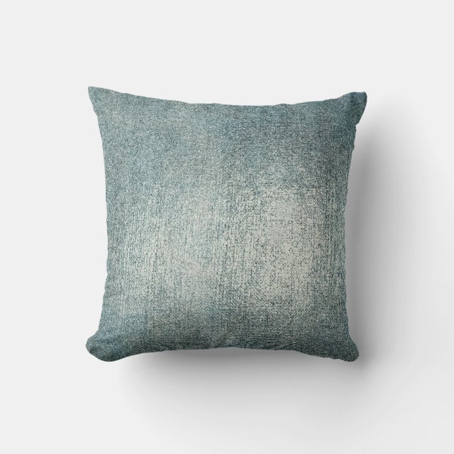 Silver Aquamarin Blue Gray Glam Sparkle Metallic B Kissen (Vorderseite)
