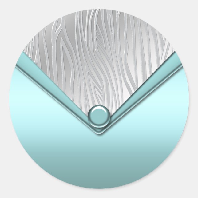 Silver Aquamarin Blue Zebra Stickers (Vorderseite)