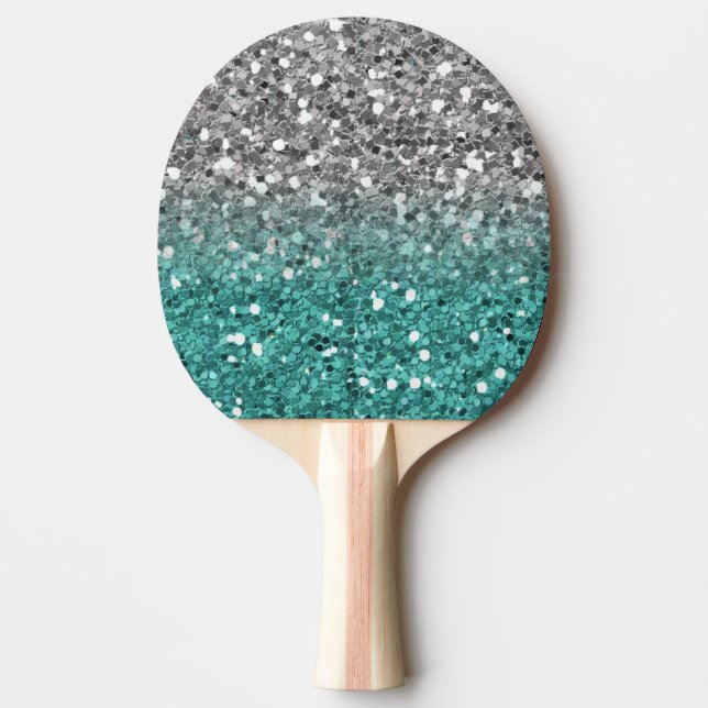 Silver Aquamarin Glitzer Hübsch Sparkor Tischtennis Schläger (Vorderseite)