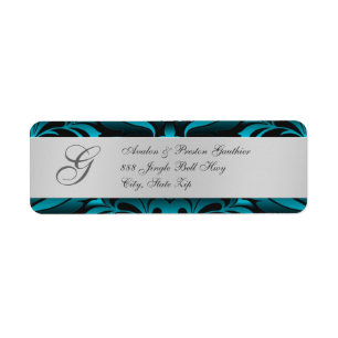 Silver & Aquamarin Monogram Weihnachtsadressen-Lab