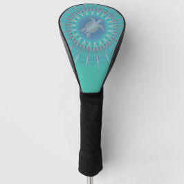 Silver Aquamarine Sea Turtle und Mandala Coastal Golf Headcover