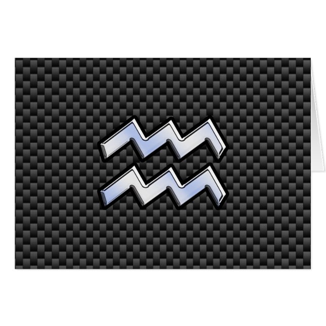 Silver Aquarius Zodiac Symbol Carbon Fiber Style (Vorderseite (Horizontal))