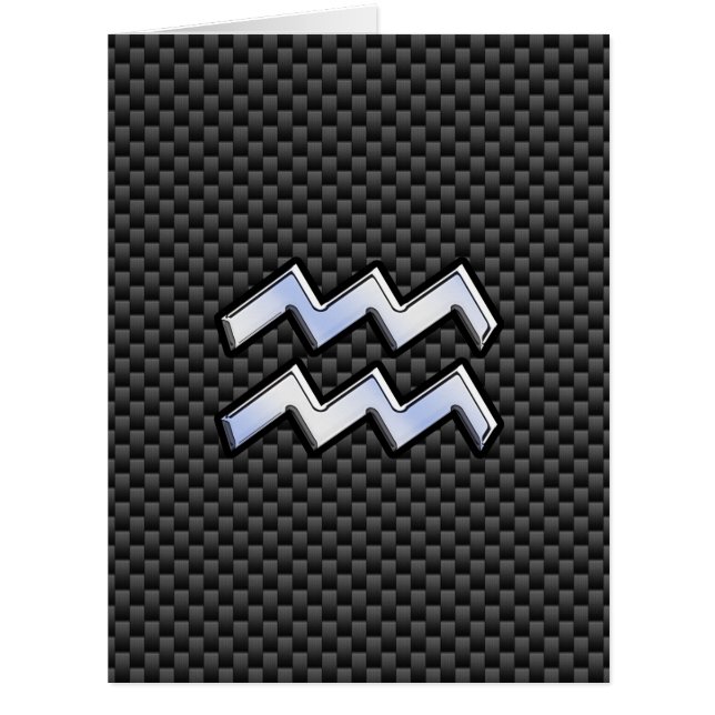 Silver Aquarius Zodiac Symbol Carbon Fiber Style (Vorderseite)