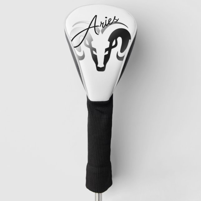 Silver Aries the Ram Zodiac Golf Headcover (Vorderseite)
