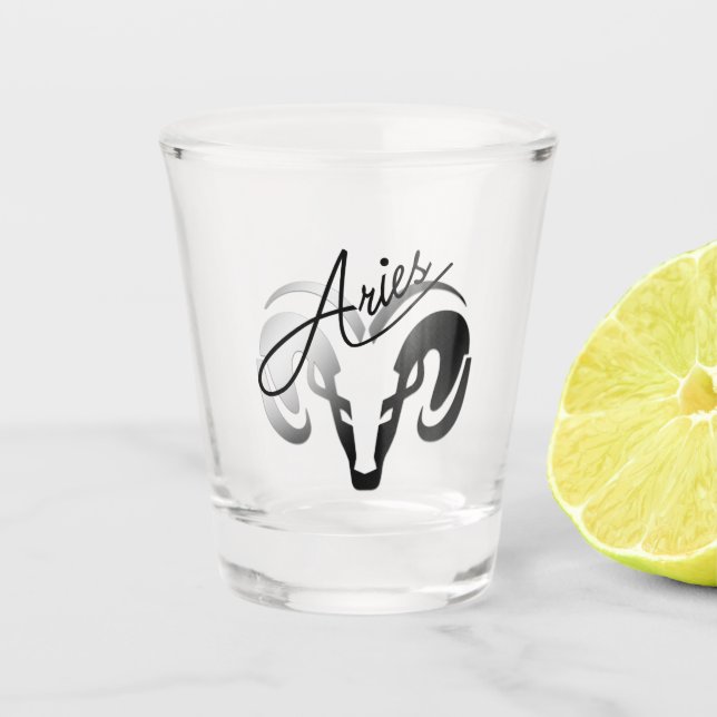 Silver Aries the Ram Zodiac Schnapsglas (Vorderseite)