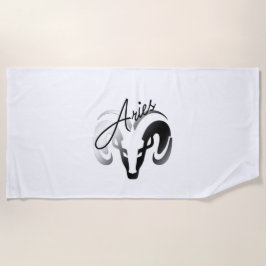 Silver Aries the Ram Zodiac Strandtuch