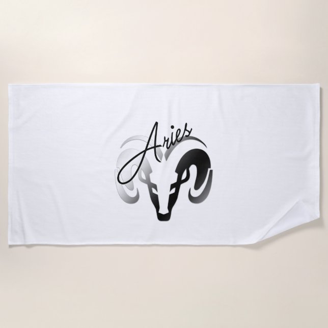 Silver Aries the Ram Zodiac Strandtuch (Vorderseite)