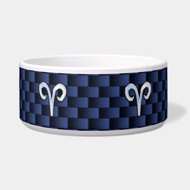 Silver Aries Zodiac Sign Navy Carbon Fiber Style Napf (Vorderseite)