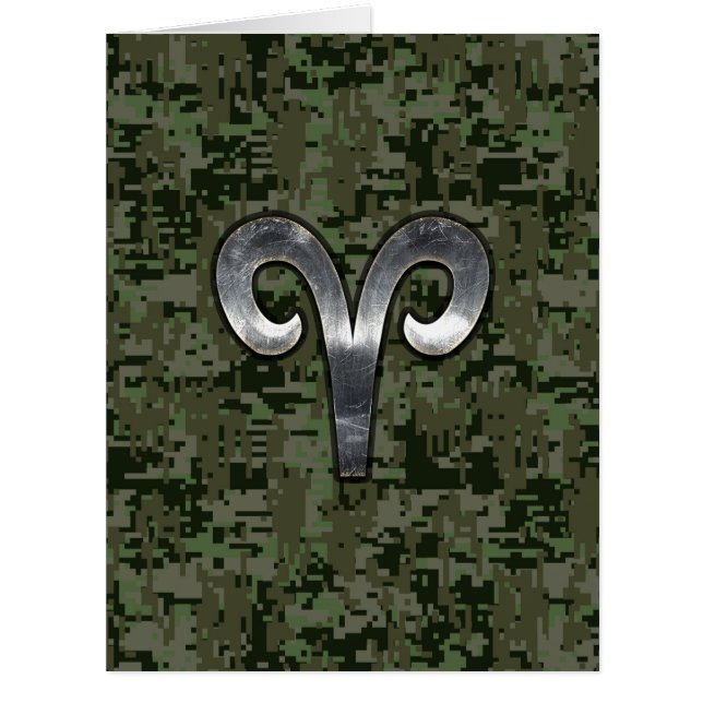 Silver Aries Zodiac Symbol Green Digital Camouflag (Vorderseite)