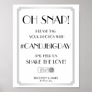 Silver Art Deco Gatsby Hashtag Schild 8x10