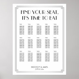 Silver Art Deco Hochzeitsdiagramm Poster