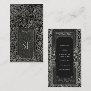 Silver Art Deco mit Ihrem Monogramm Visitenkarte