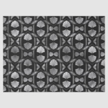 Silver Art Deco Muscheln auf Black Decoupage