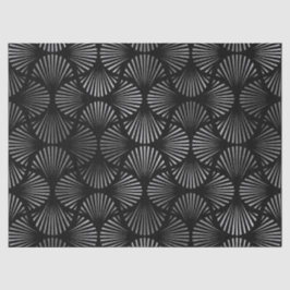 Silver Art Deco Muscheln auf Black Decoupage Seidenpapier