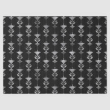 Silver Art Deco Style Blume auf Black Decoupage