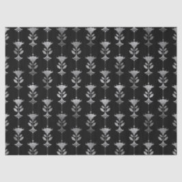 Silver Art Deco Style Blume auf Black Decoupage Seidenpapier