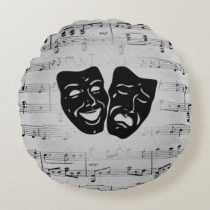 Silver Art Unites Theatermasken Rundes Kissen