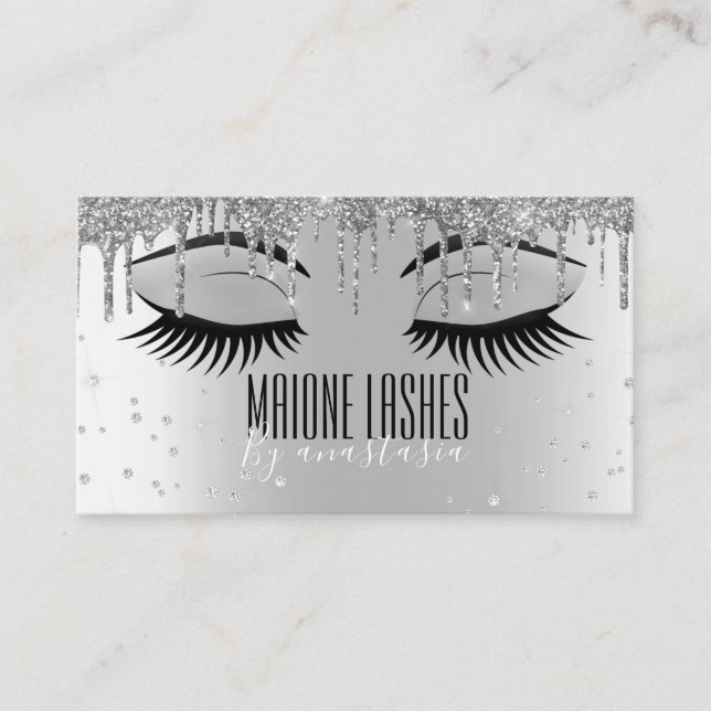 Silver Artist Blush Makeup Lashes Glitzer Tropfen Visitenkarte (Vorderseite)