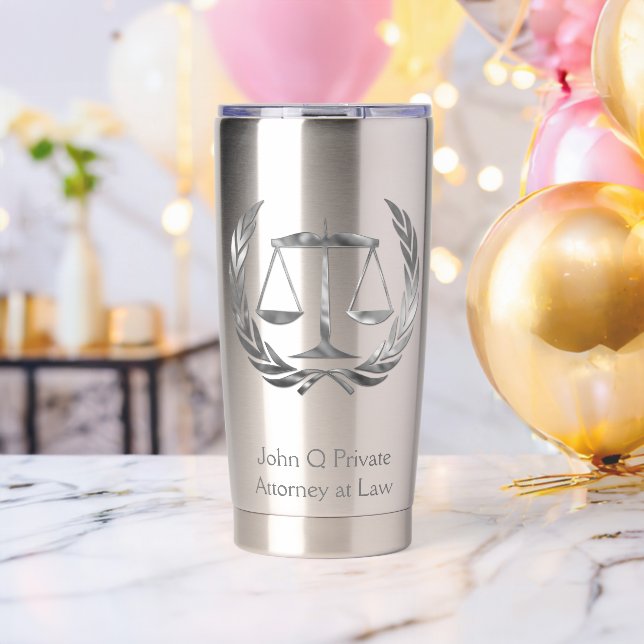 Silver Attorney Scales of Justice Custom Thermobecher (Bachelor Party (gedreht))