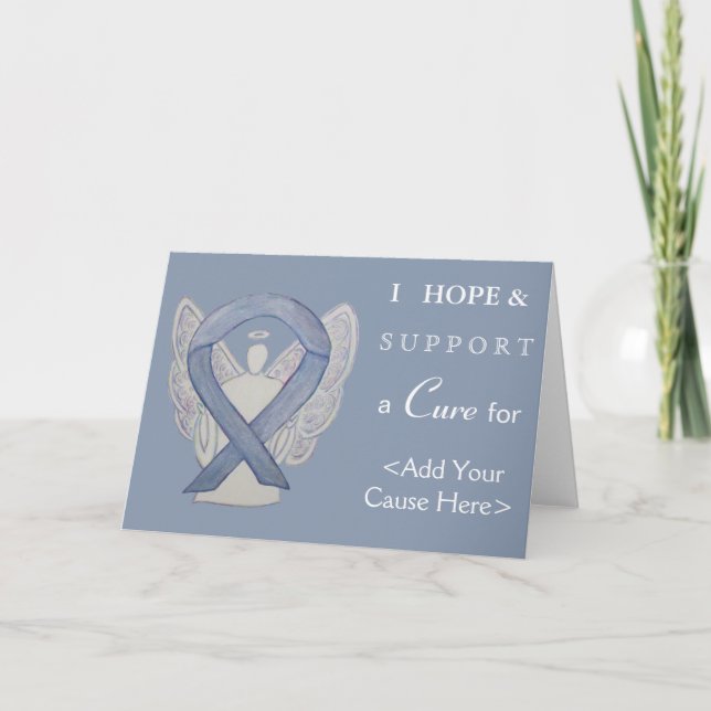 Silver Awareness Ribbon Angel Custom Grußkarte Karte (Vorderseite)