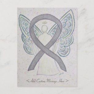 Silver Awareness Ribbon Angel Custom Postcard Postkarte