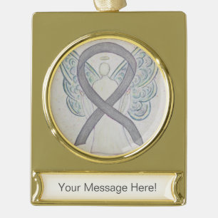 Silver Awareness Ribbon Angel Kunst, Dichtung und  Banner-Ornament Gold