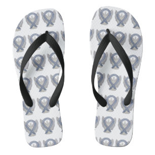 Silver Awareness Ribbon Engel Custom Flip Flops