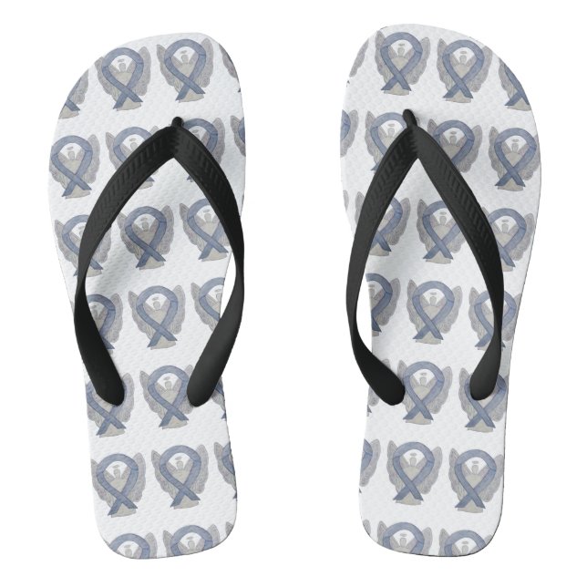 Silver Awareness Ribbon Engel Custom Flip Flops (Fußbett)