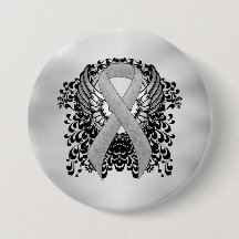 Silver Awareness Ribbon mit Flügeln