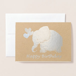 Silver Baby Elephant mit Balloons glücklich Geburt Folienkarte