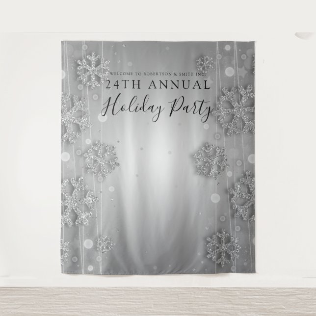 Silver Background Corporate Holiday Party Winter Wandteppich (Vorderseite)