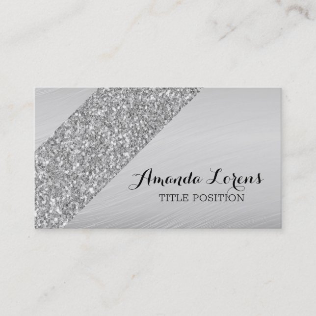 Silver Background und Glitzer Visitenkarte (Vorderseite)