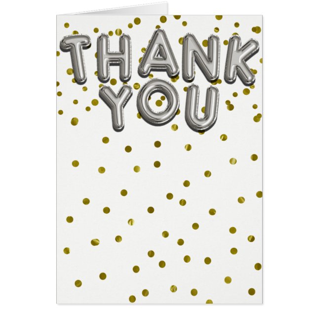 Silver Ballons Confetti Dot Modern Thank You Card (Vorne)