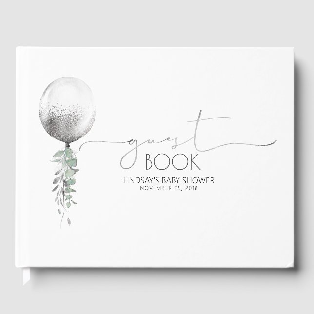 Silver Balloon Garland Baby Showbook Gästebuch (Vorderseite)