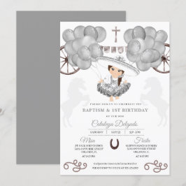 Silver Balloons Mexican Baby Charra Bautizo Einladung