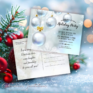 Silver Baubles Snow Wonderland Cristmas Party Einladungspostkarte