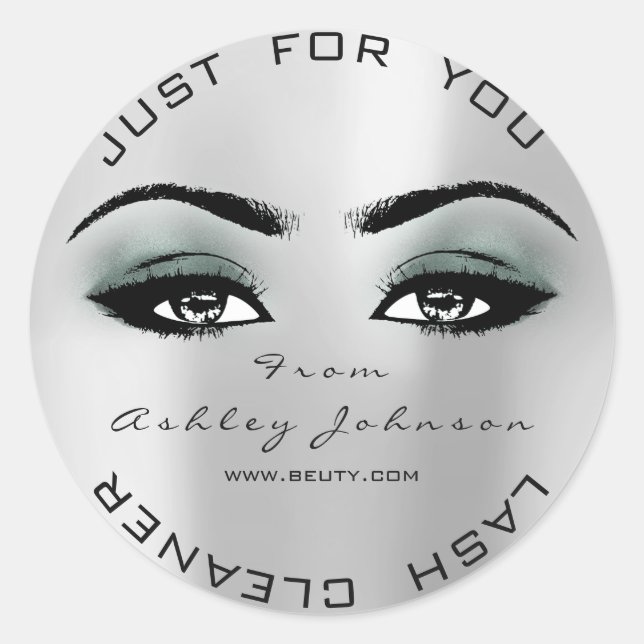 Silver Beauty Glitzer Aquamarin Lash Makeuaner Cle Runder Aufkleber (Vorderseite)