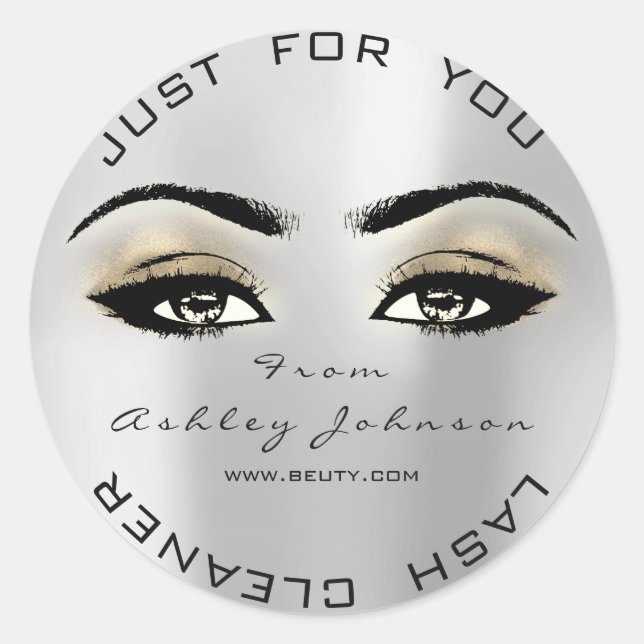 Silver Beauty Glitzer Gold Lash Makeuaner Runder Aufkleber (Vorderseite)