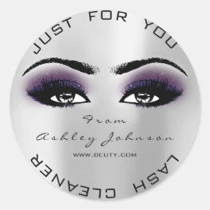 Silver Beauty Glitzer Lila Lash Makeuaner Cleaner Runder Aufkleber