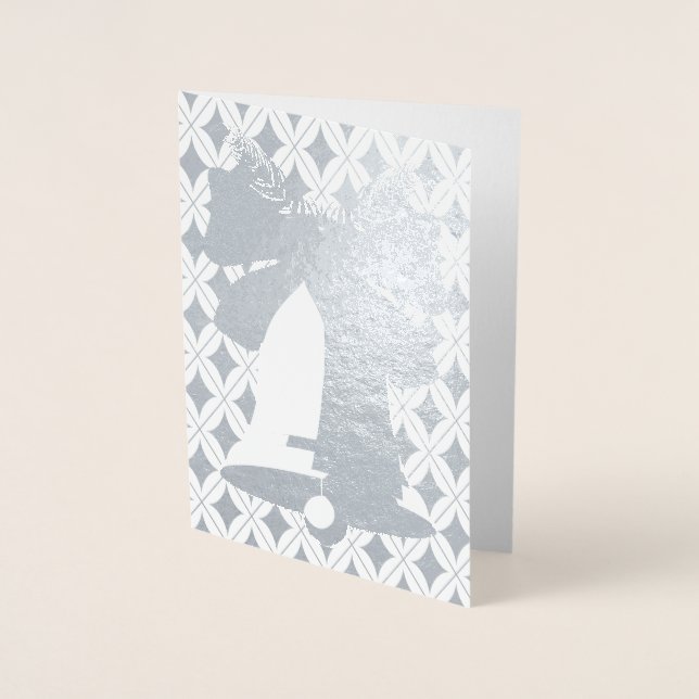 Silver Bell and Diamonds Christmas Blank Card Folienkarte (Vorderseite)