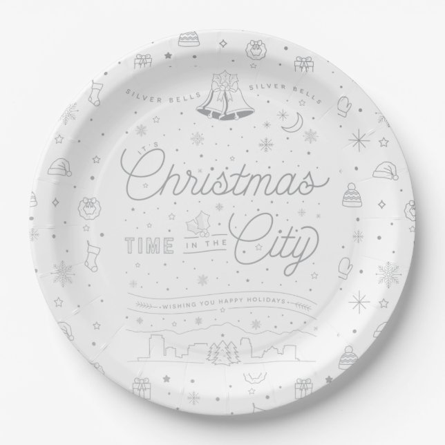 Silver Bells Christmas 9" Paper Teller (Vorderseite)