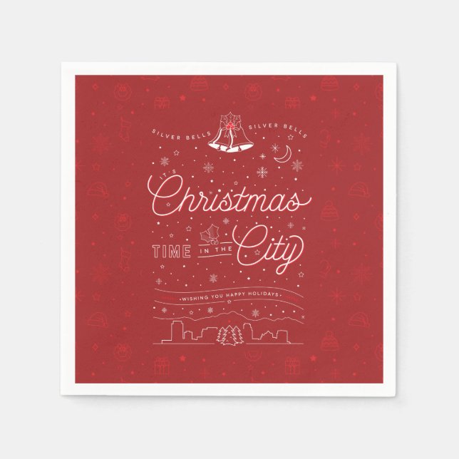 Silver Bells Christmas Party Paper Napkins Serviette (Vorderseite)
