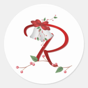Silver Bells Initial R Round Stickers
