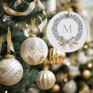 Silver Bells Mit Monogramm Kraut Weihnachten Keramik Ornament